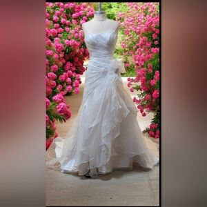 Alfred Angelo Strapless Wedding Dress - Ruffled Organza Skirt Lace-Up, Size 0-2